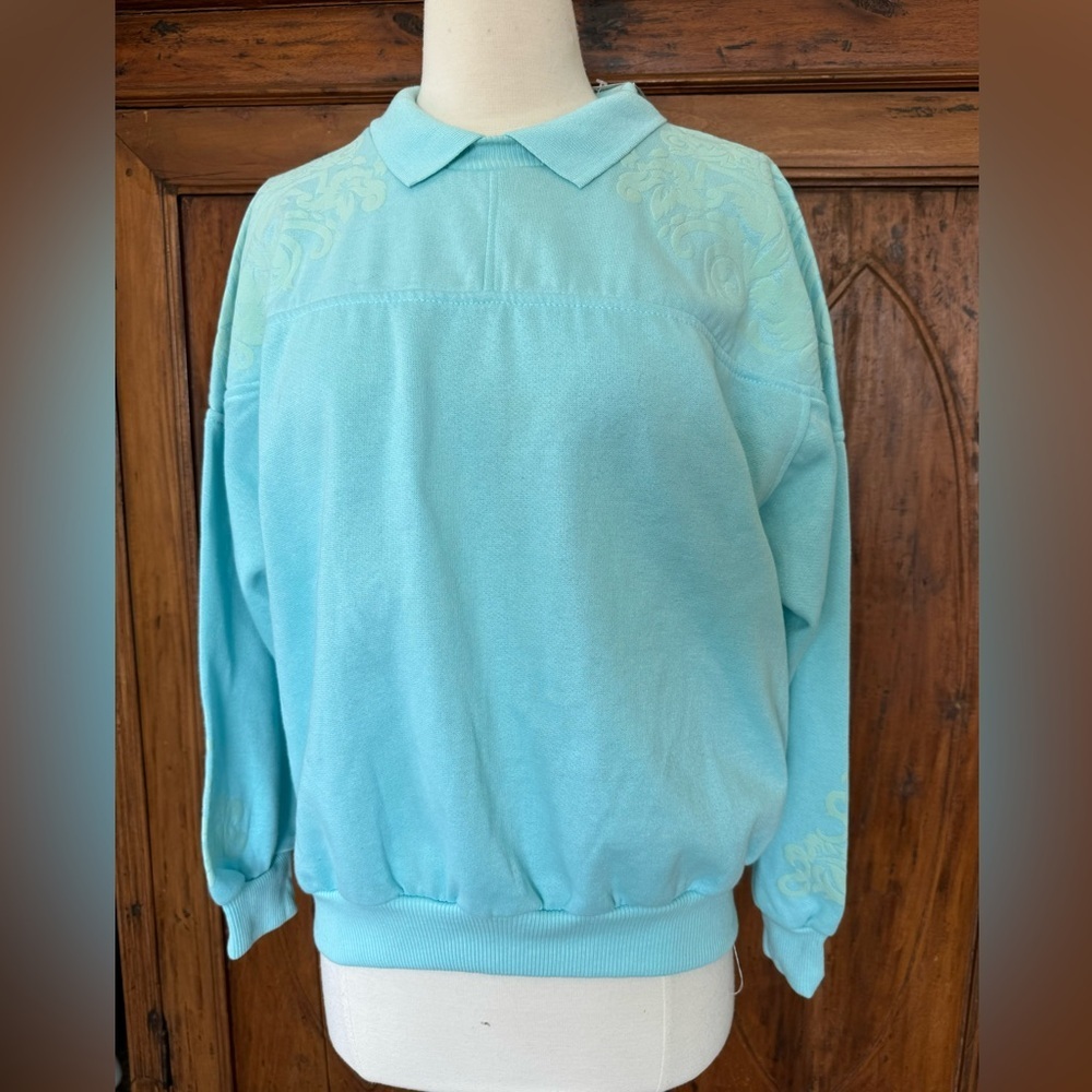 Vintage 80s Aqua Gitano Sweatshirt NWT – Polo Collar (L)